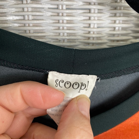 Scoop! Y2K Geisha Print Top Black Sheer Sleeve Orange Graphic Retro Novelty M - Picture 4 of 11